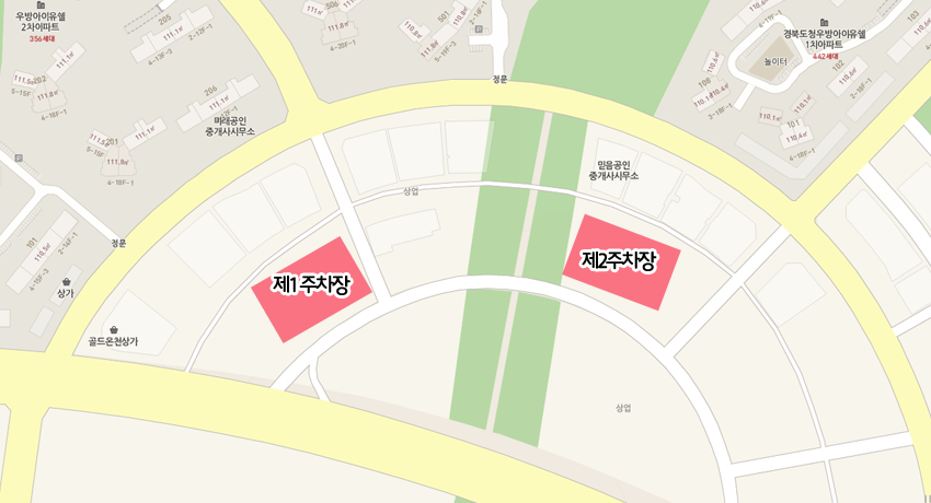 예천공영주차장 산합리 1411(제1공영주차장), 산합리 1425(제2공영주차장) 지도