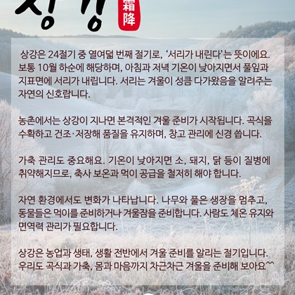 [24절기 중 열여덟 번째 절기] '상강' (수정)